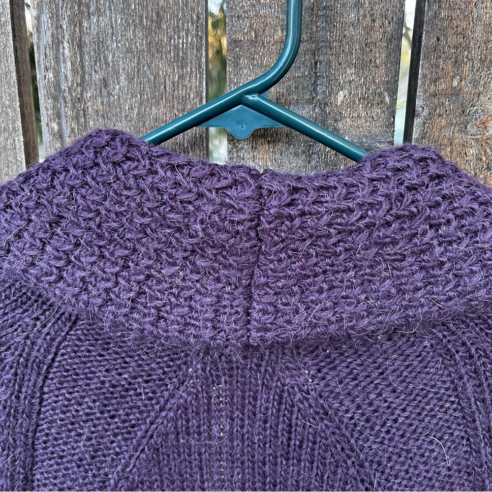Loft Ann Taylor Alpaca Blend Deep V Shawl Sweater Purple Sz M - Picture 8 of 14